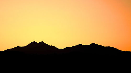 Scenic view of silhouette mountains against clear sky