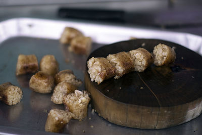 Close-up of food on table