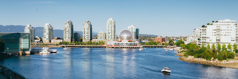 Scenic view of cityscape against clear sky