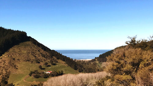 Scenic view of sea against clear sky