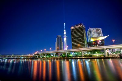 Illuminated city at night