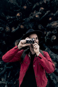 Man photographing with camera