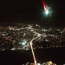 Aerial view of city at night