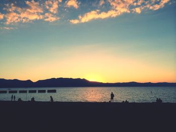 Scenic view of mountains at sunset