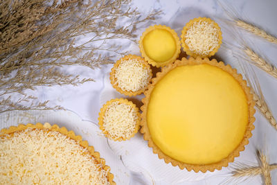 High angle view of cake on table