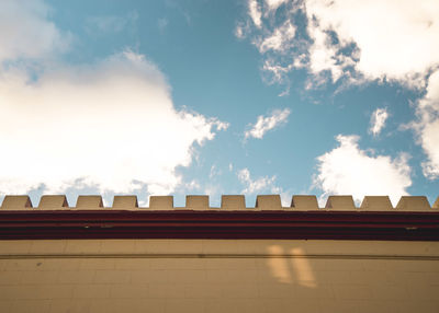 Low angle view of roof against sky