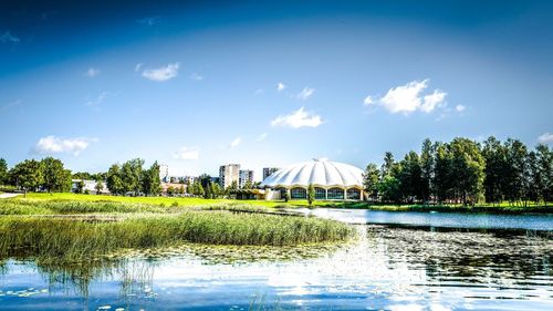 Scenic view of lake against sky