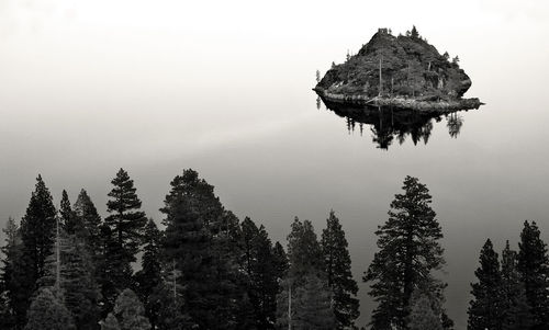 Panoramic view of trees on mountain against sky