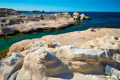 Famous sarakiniko beach on milos island in greece