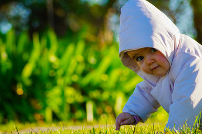 Portrait of baby on grass