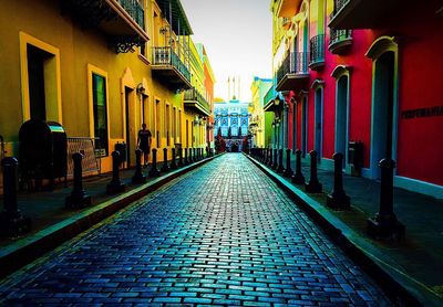 Narrow alley along buildings