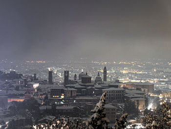 High angle view of buildings in city