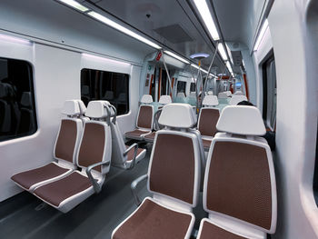 Seats inside a train car