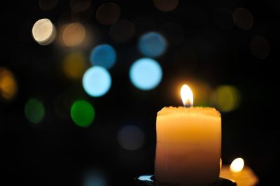 Close-up of illuminated candles