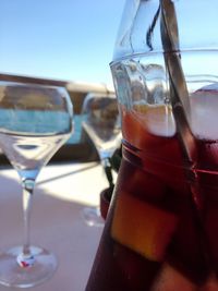 Close-up of beer glass on table