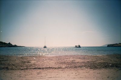 Scenic view of sea against clear sky