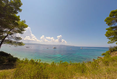 Scenic view of beach and sea against sky