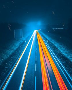 Light trails on highway at night