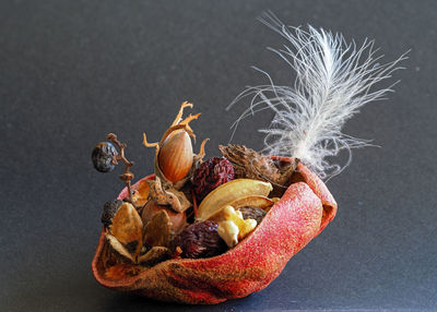 Close-up of fruit against black background