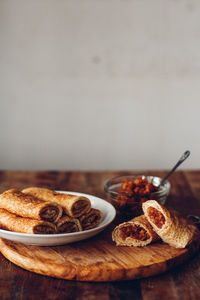 Close-up of breakfast on table
