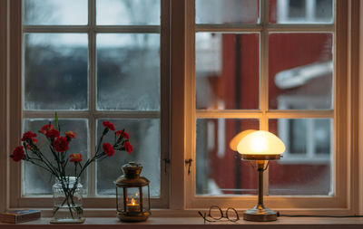 Close-up of vase on table at home