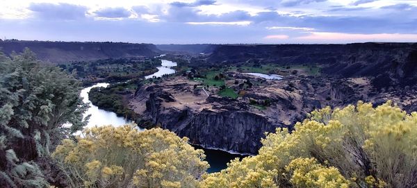 High angle view of landscape against sky