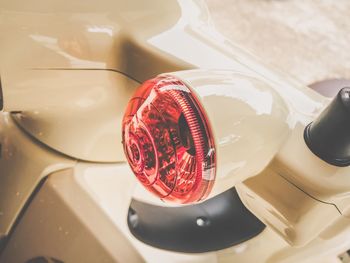 High angle view of red wine in car