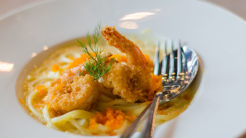 Close-up of meal served in plate