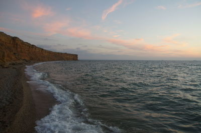 Scenic view of sea against sky during sunset