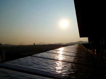 Surface level of river at sunset