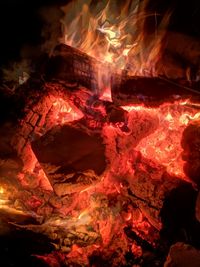 Full frame shot of fire in the dark