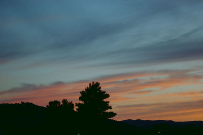 Silhouette trees against sky during sunset