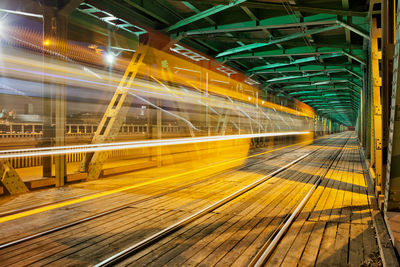 Blurred motion of illuminated train at night