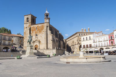 View of historic building against clear blue sky