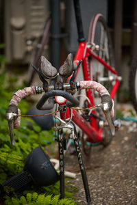 Bicycle parked on street