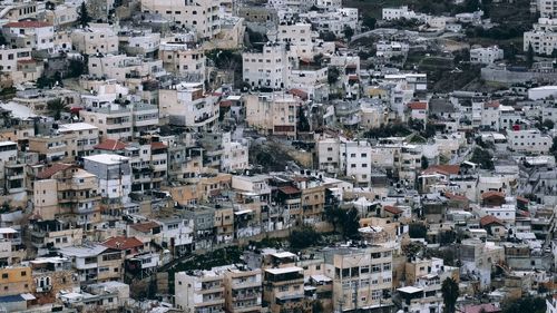 High angle view of buildings in city