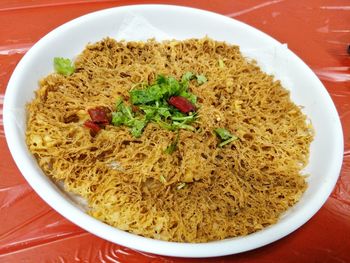 High angle view of food in bowl