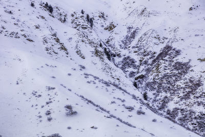 High angle view of snow covered mountain