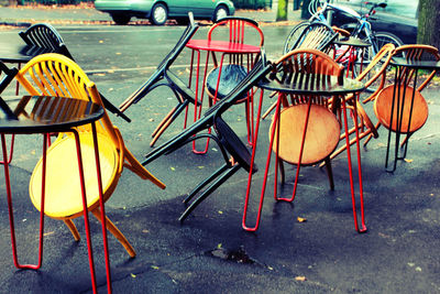 Chairs and table at sidewalk cafe