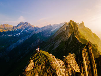 Panoramic view of mountain range against sky