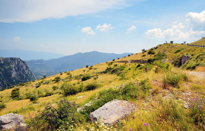 Scenic view of mountains against sky