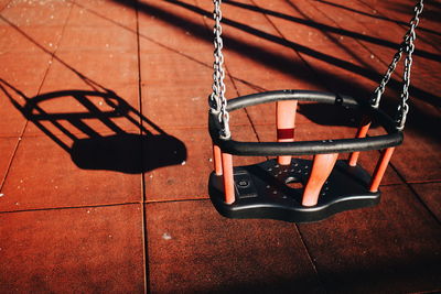 High angle view of empty swing at park