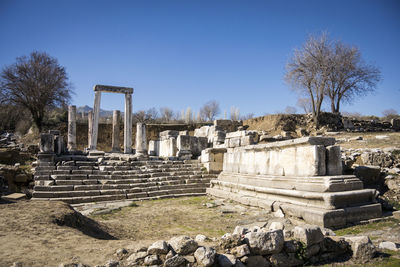 Excavations of the propylon in lagina ancient city, yatagan, mugla, turkey