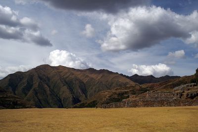 Panoramic view of landscape and mountains against sky