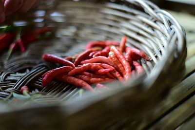 Close-up of red chili peppers