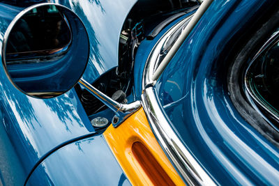 Close-up of vintage car side-view mirror 