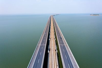 Aerial view of overpass in sea