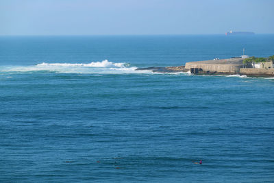 Scenic view of sea against clear sky