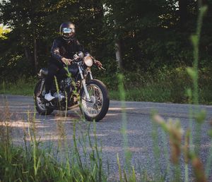 View of bicycle on road