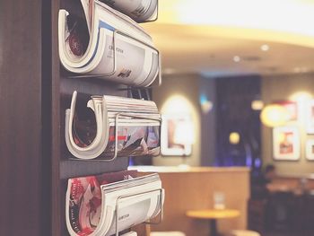 Close-up of camera on table